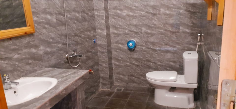 Shower, free toiletries, hair dryer, slippers
