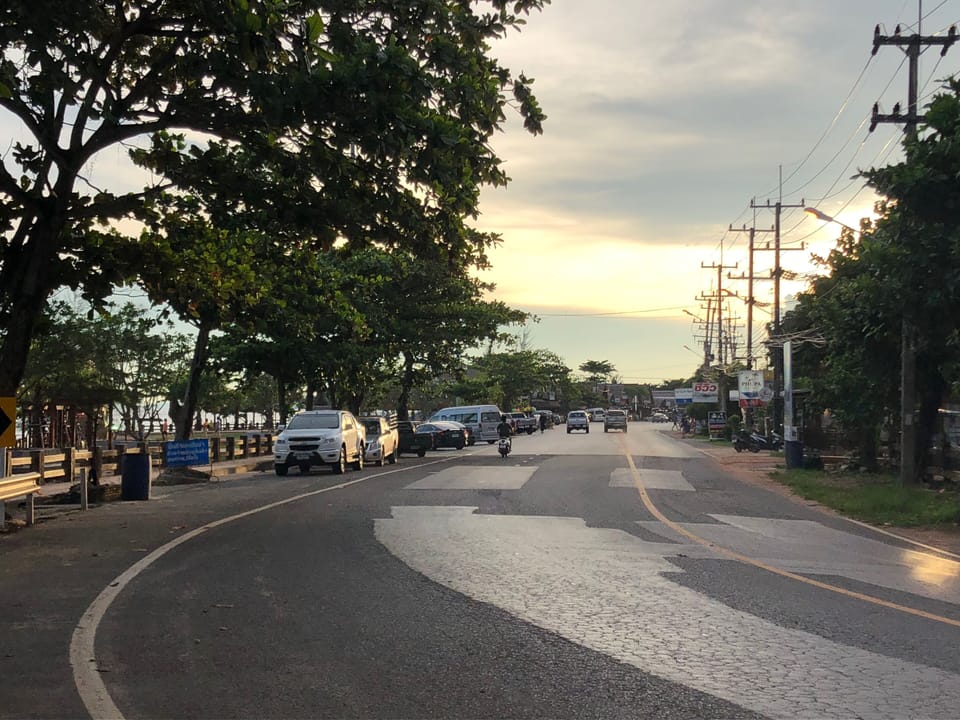 Road to Laem Mae Phim Beach and restaurants. 