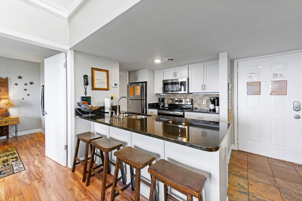Brand new kitchen cabinets and appliances.