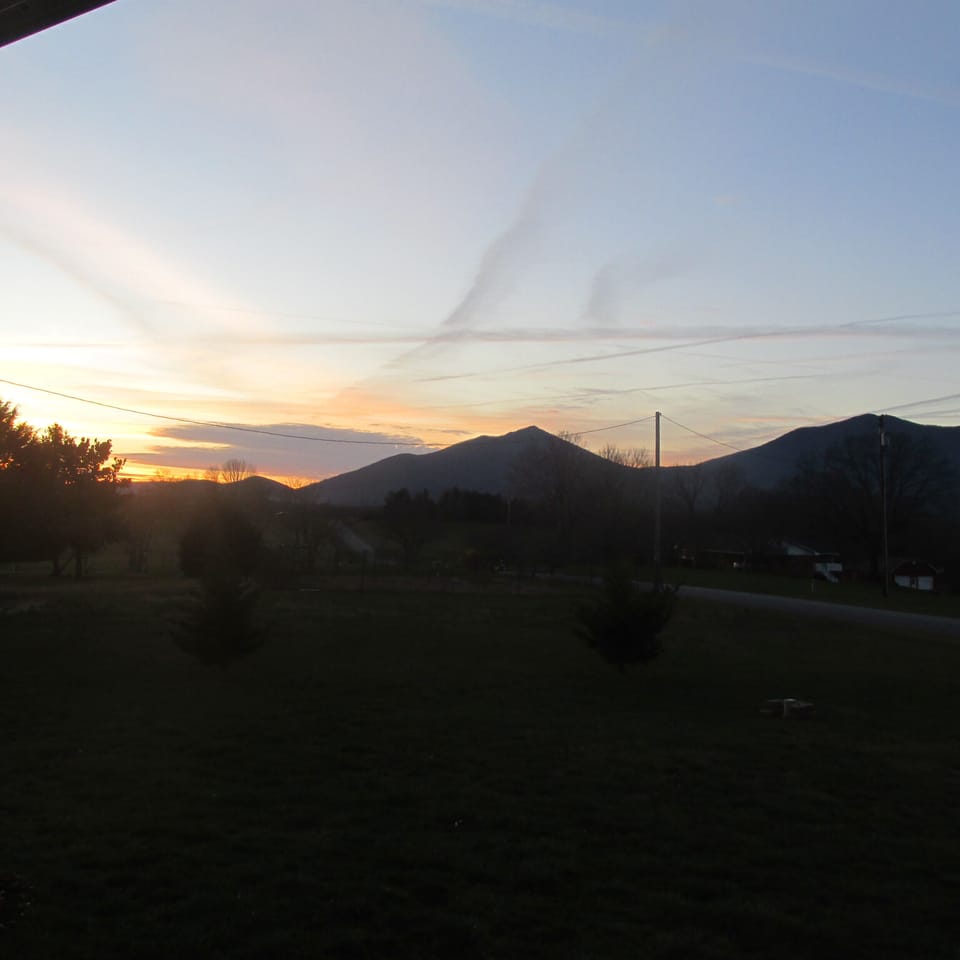Sunset of Peaks of Otter from front porch.