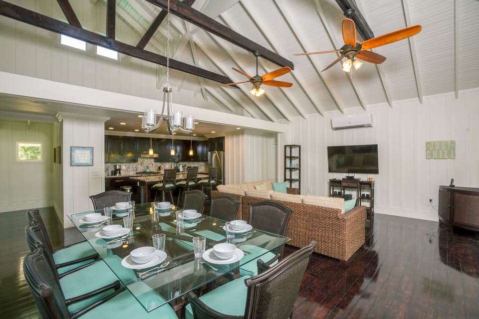 Open living and dining and kitchen