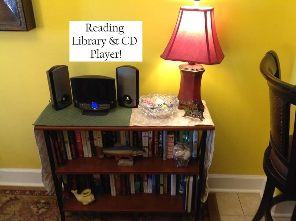 Book Shelf and CD Player.