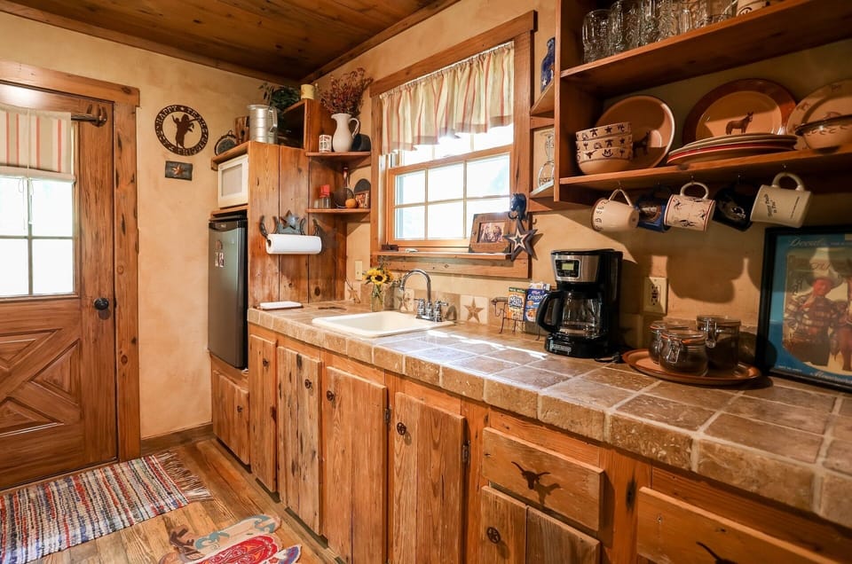 Coffeebar with microwave, coffeemaker, and toaster