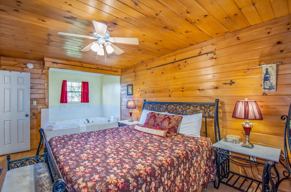 Master Bedroom has two stone top nightstands, each with their own lamp