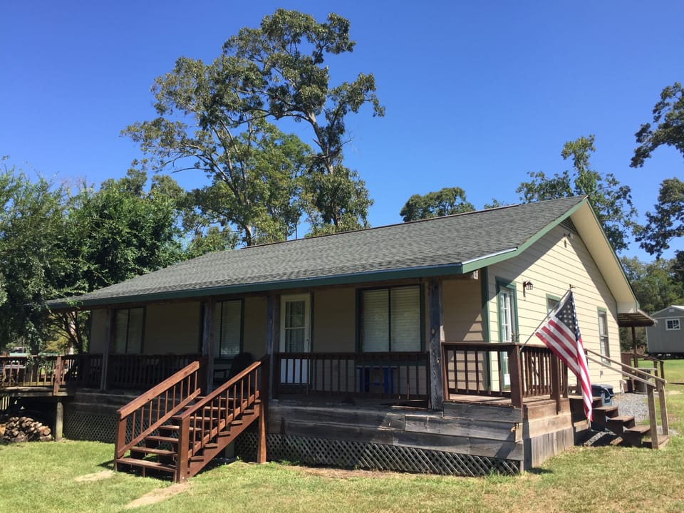 The cabin is located in a fully fenced area with huge yard and great neighbors.
