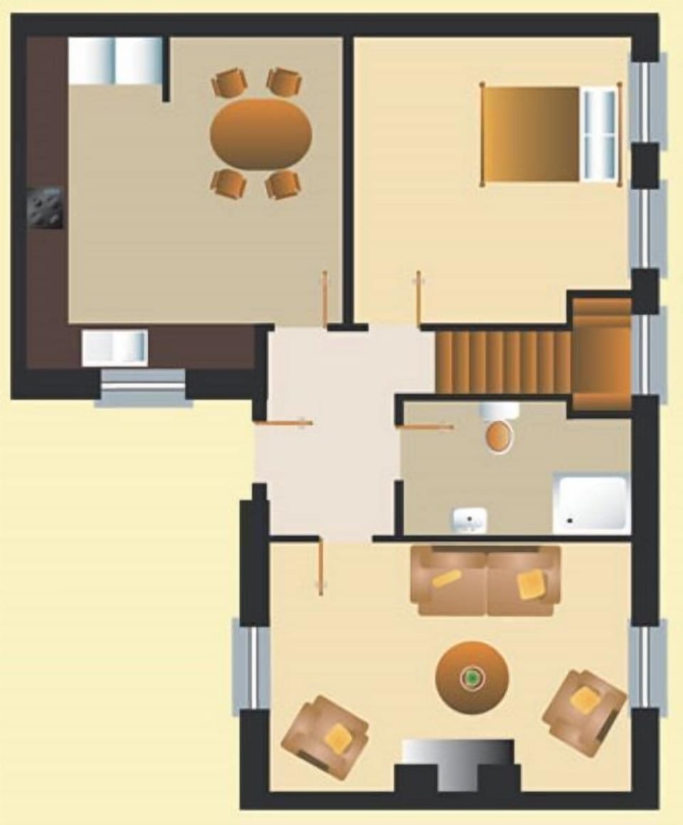 Ground floor layout at Decoy Country Cottages