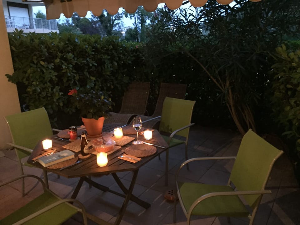 Atmospheric terrace at night