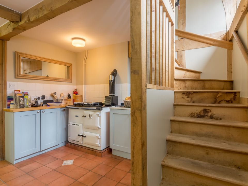 Stairs from the kitchen up to the bedrooms