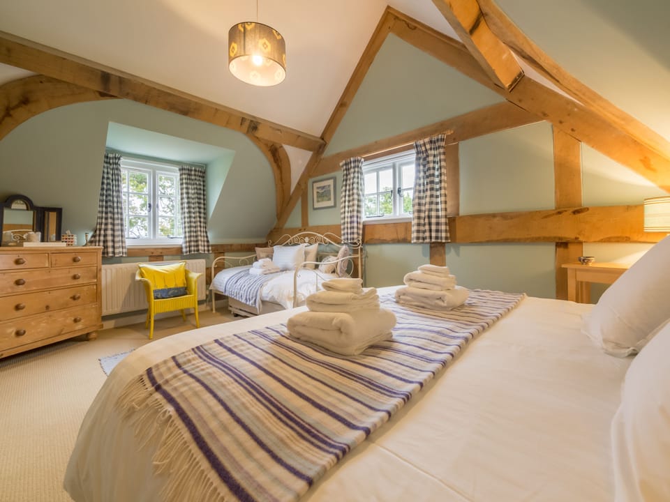 First floor:  Bedroom one with a super-king size bed and day bed with pull-out truckle bed