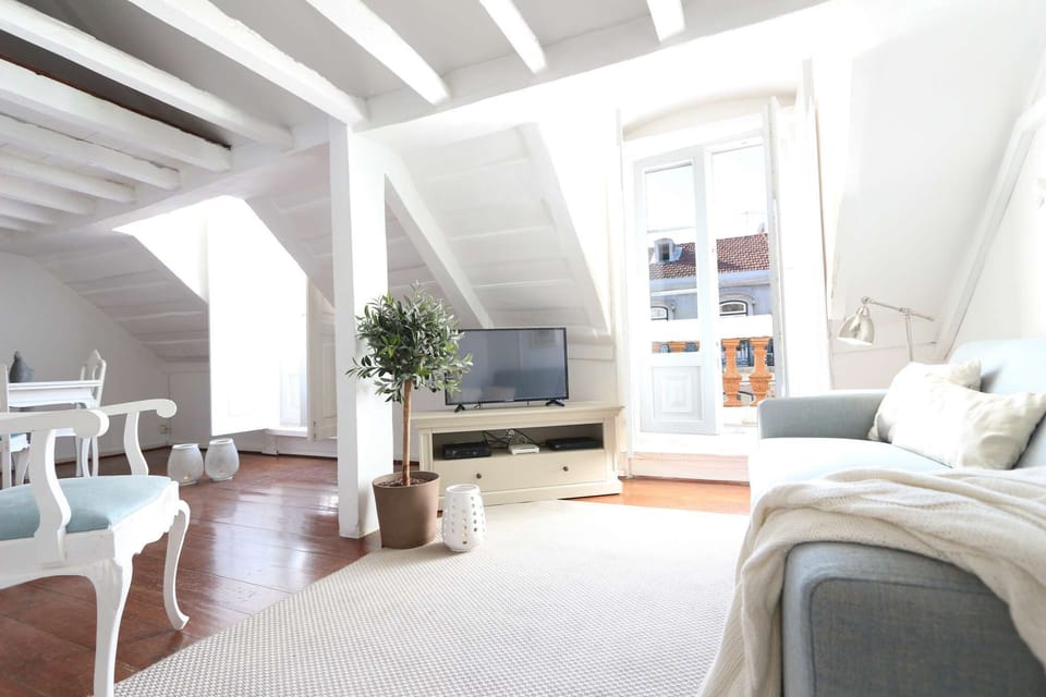 The living room gives access to the rooftop