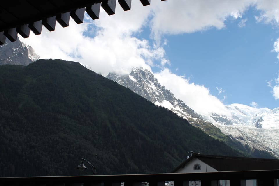 View from the balcony to the Aiguille du Midi