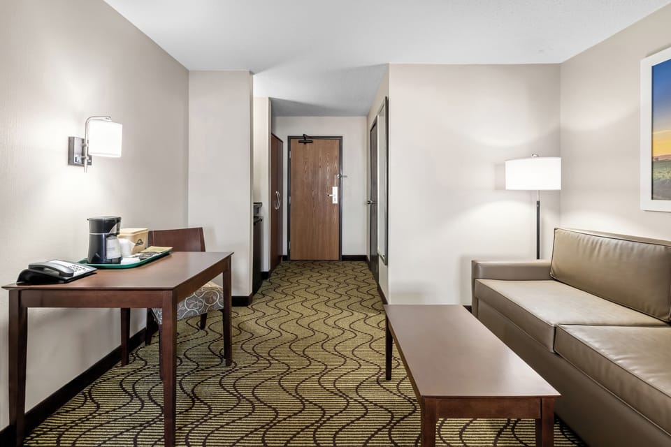 Studio Suite, 1 King Bed, Non Smoking | Desk, laptop workspace, blackout drapes, iron/ironing board