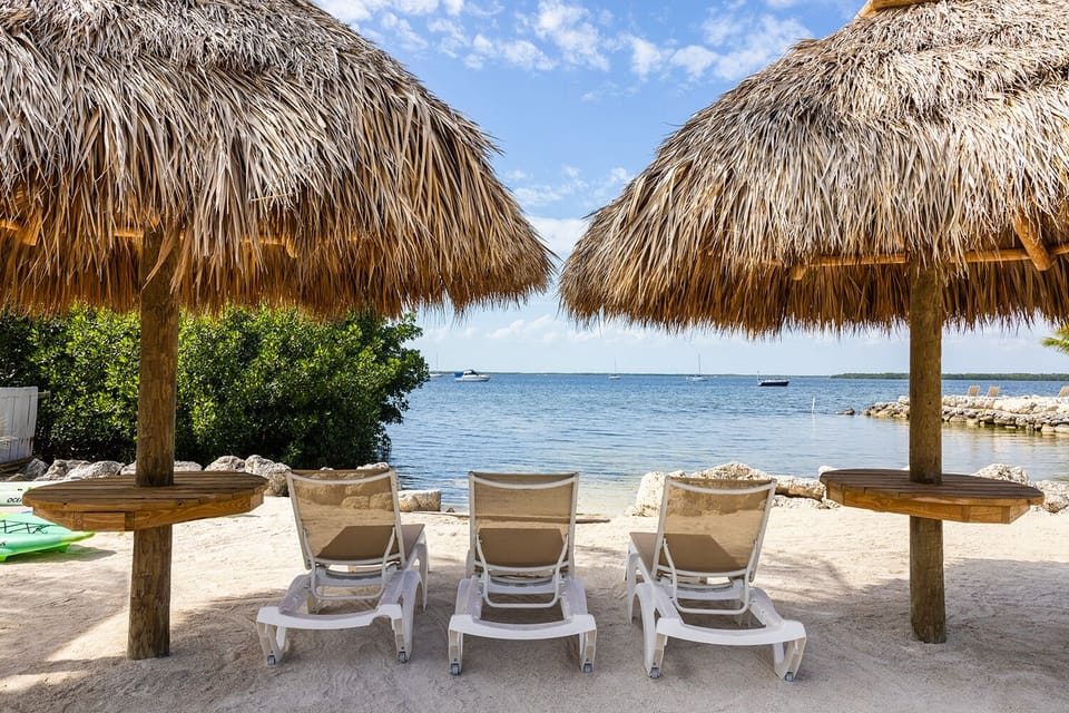 Private beach, sun loungers, beach towels, kayaking