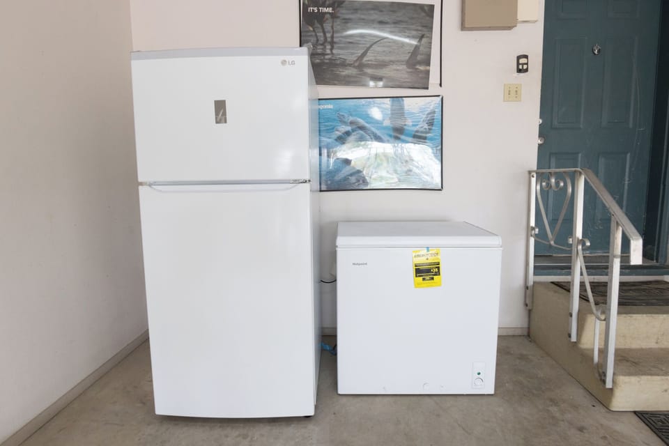 extra fridge and freezer in the garage