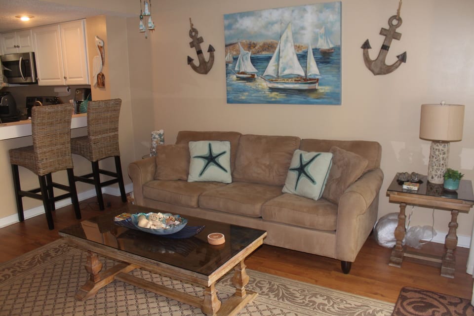 Family Room  (New wicker bar stools purchased 5/20; sofa purchased3/22)