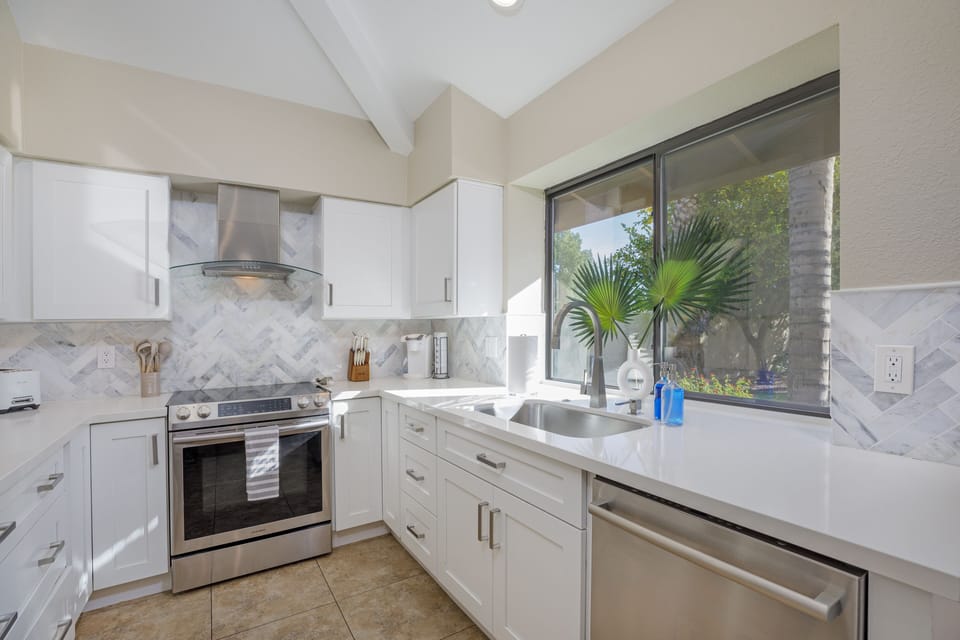 Enjoy the view of the backyard from the kitchen.