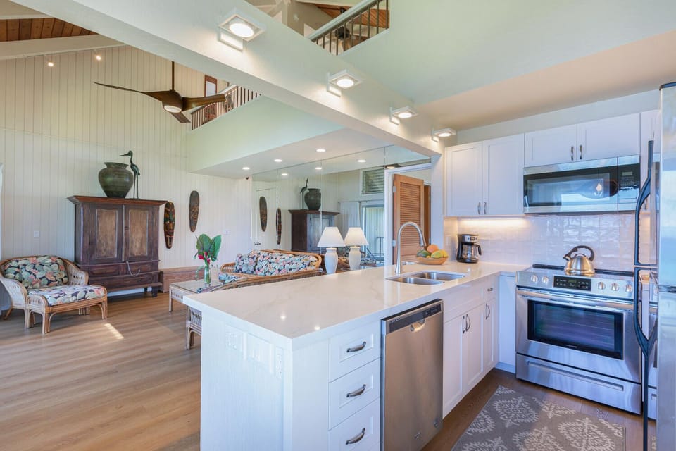 Beautiful kitchen opens to living area