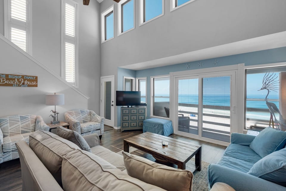 Relax on the couch and enjoy the beach views