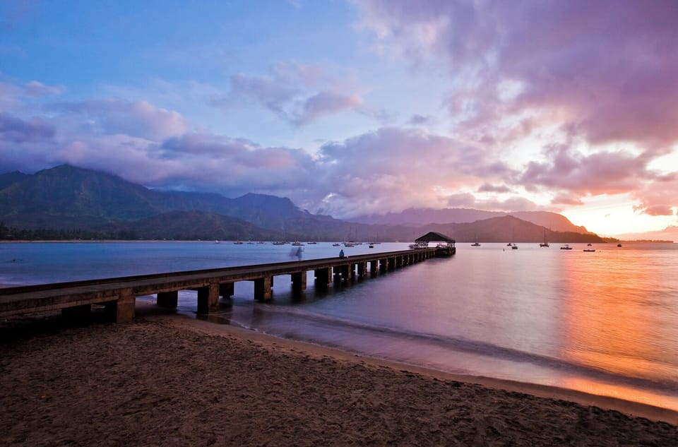 Hanalei Pier at sunset ... Credit: HTA / Tor Johnson