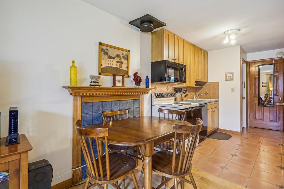 Dining room table seats 4 comfortably