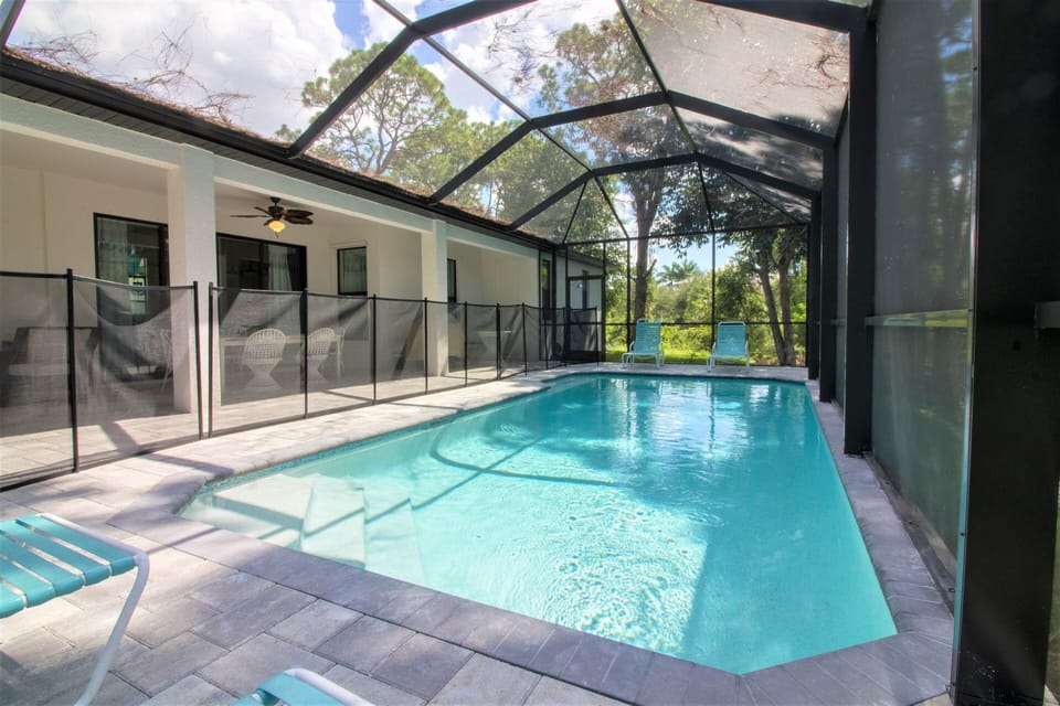 Fully screened in pool,  lanai + outdoor shower