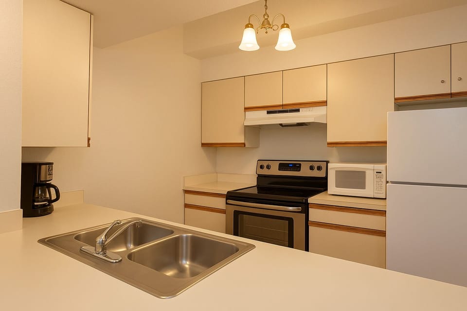 Your fully equipped kitchen awaits, complete with modern appliances, ample counter space, and all the essentials for preparing home-cooked meals during your stay.