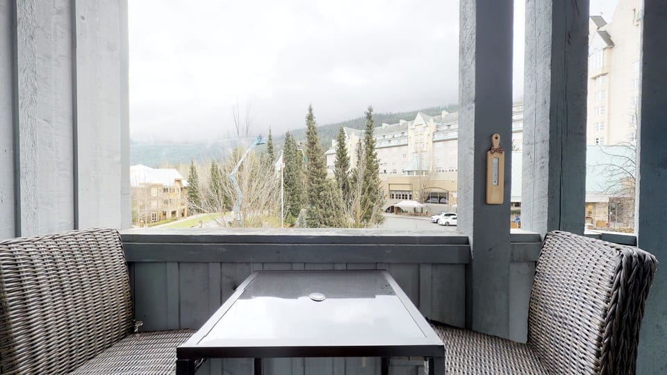 The space is perfect for morning coffee or evening drinks with a view.