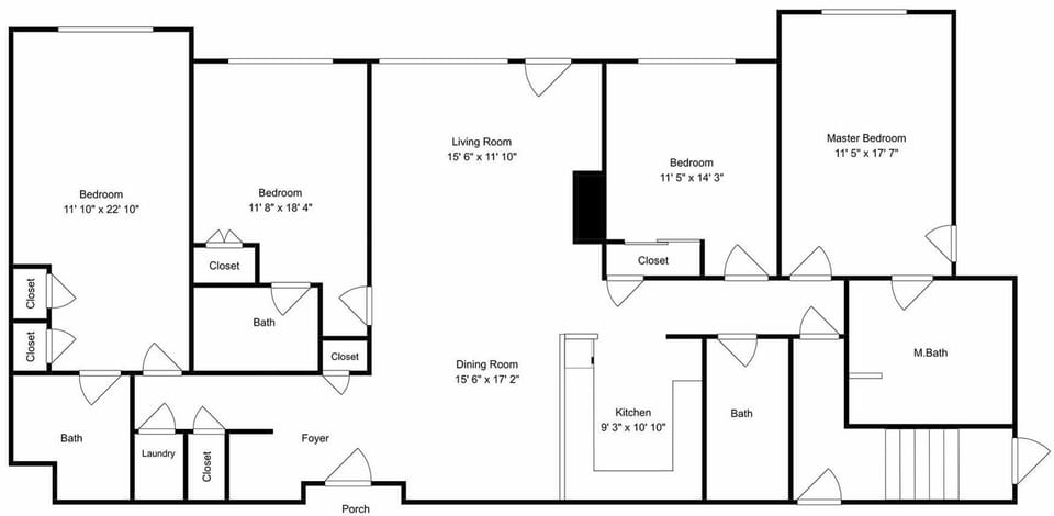 Detailed floor plan shows spacious layout with four bedrooms, multiple baths, open living areas, and outdoor deck space.