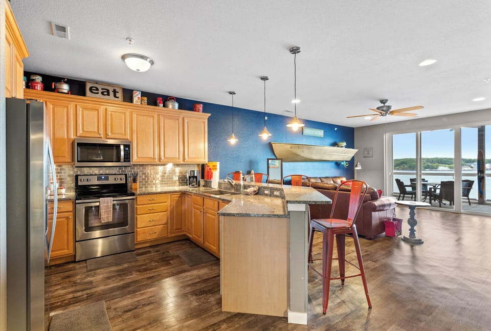The open concept is perfect for family vacations.