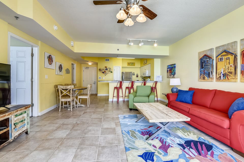 Gulf Front Living Room with Sleeper Sofa