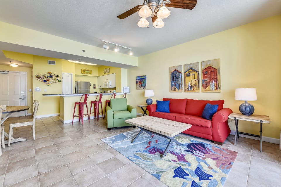 Gulf Front Living Room with Sleeper Sofa
