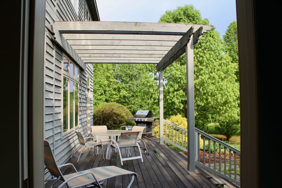 South facing Deck for dining grilling sun and views