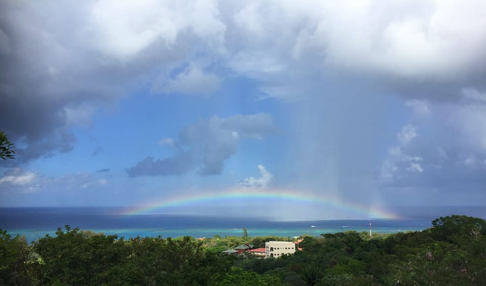 Rainbow over the ocean from our porch
