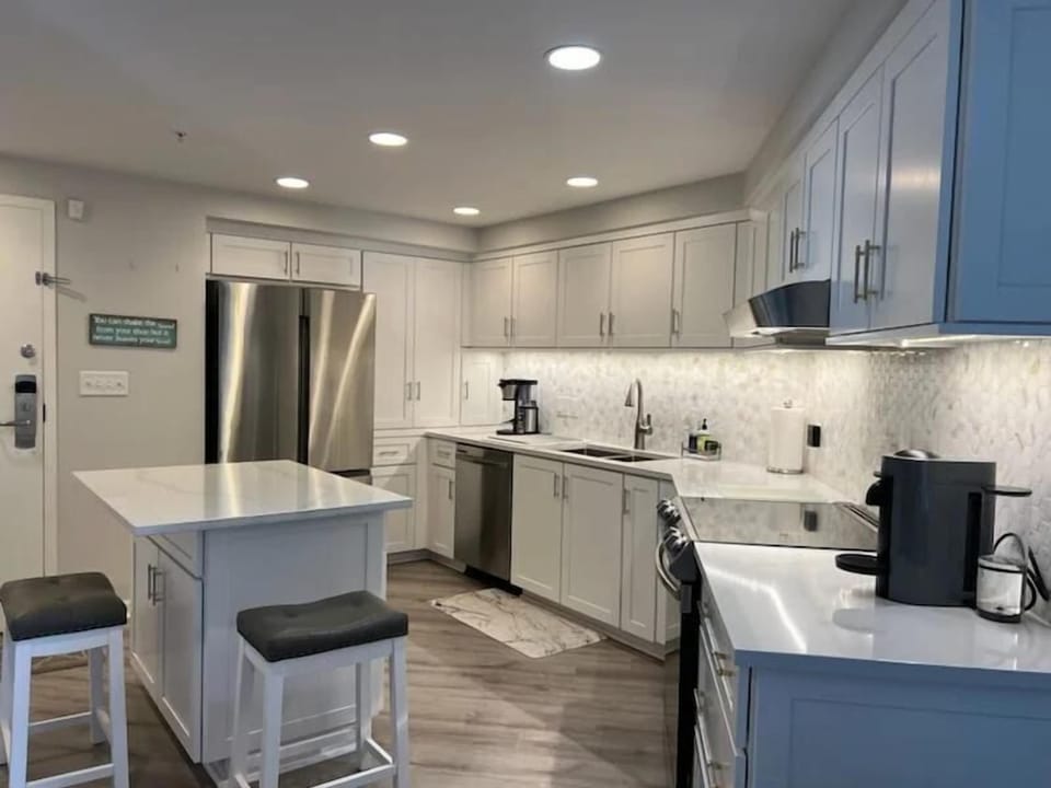 Upgraded stainless appliances in remodeled kitchen