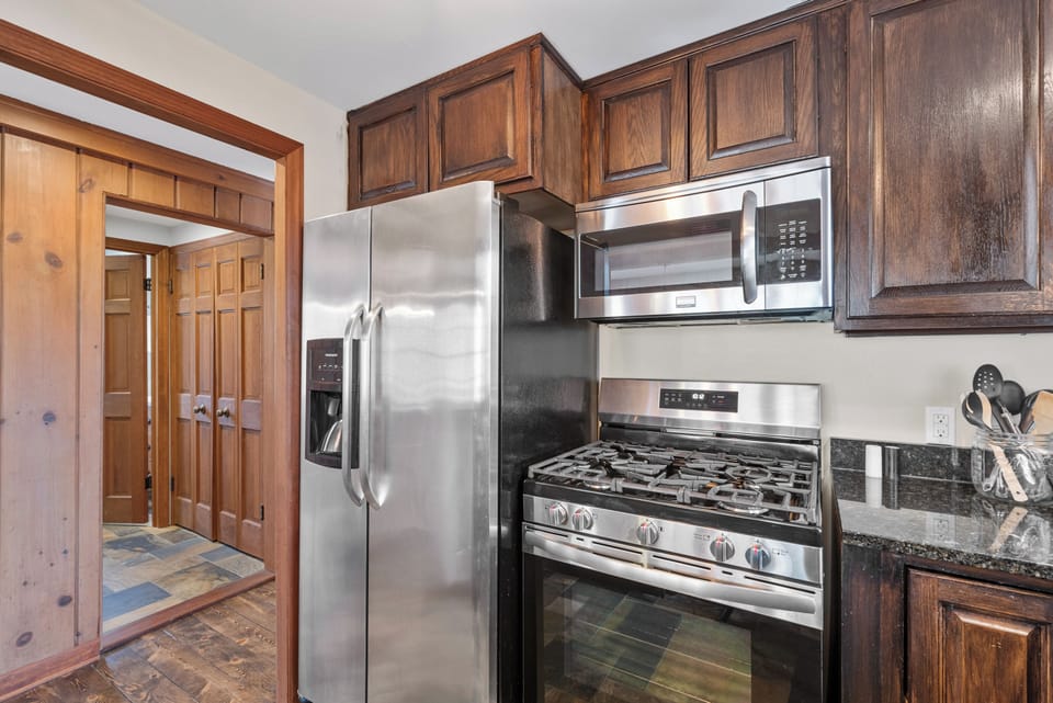 Gas stove ready for home-cooked meals during your stay.