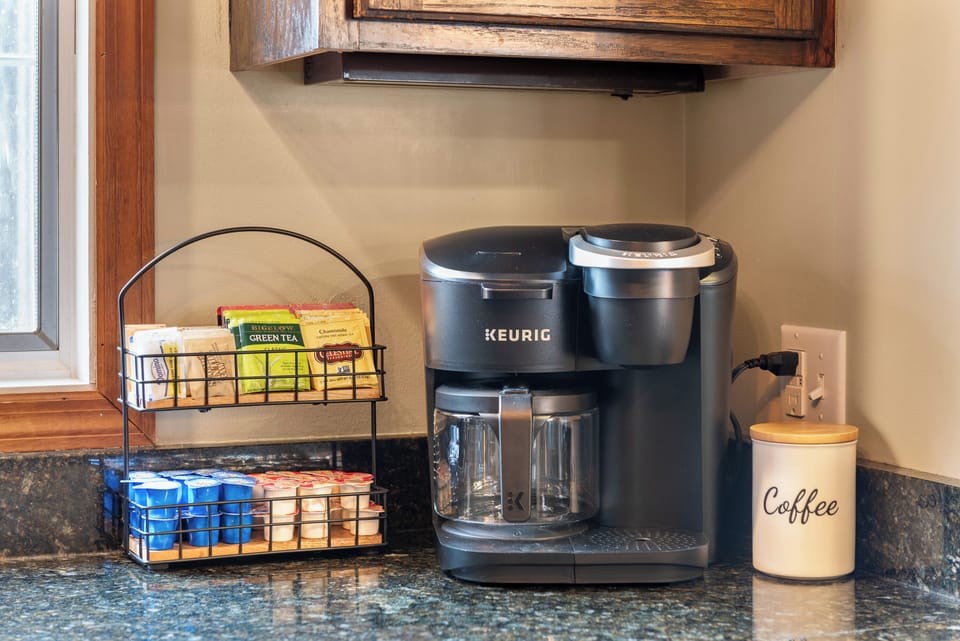 Coffee bar stocked & ready to start your mornings right.