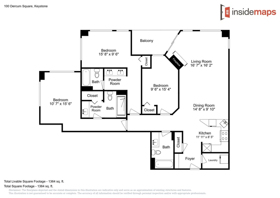 Spacious floor plan showcases three bedrooms, multiple baths, full kitchen, and private balcony - perfect for your group getaway.