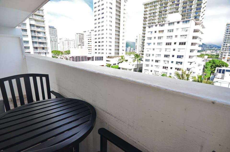 Seating for two overlooking the city view