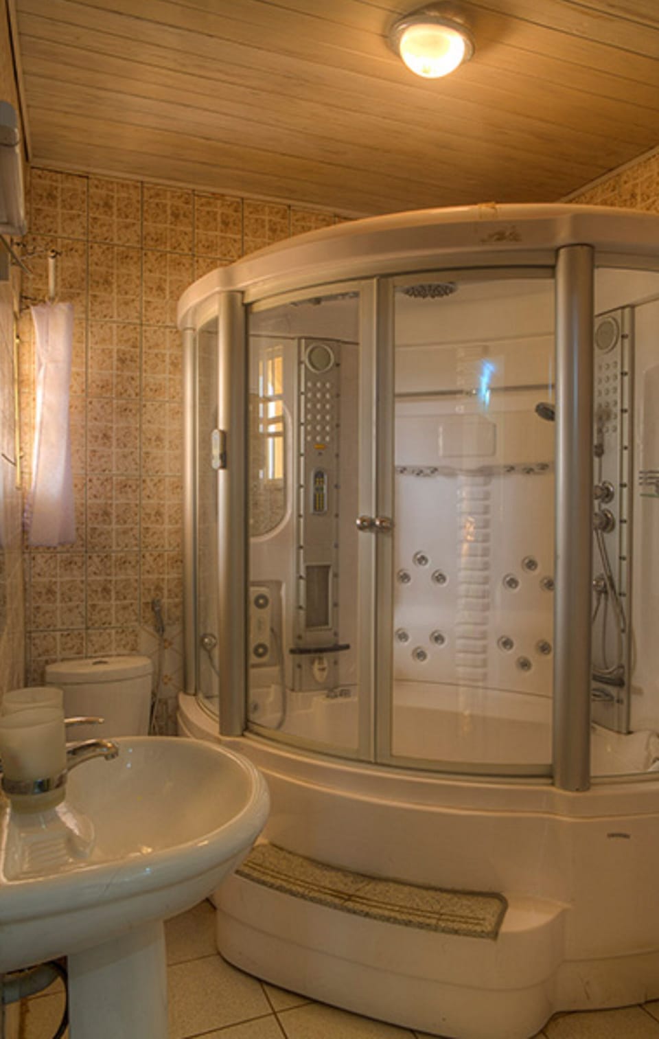 Shower, free toiletries, hair dryer, bathrobes