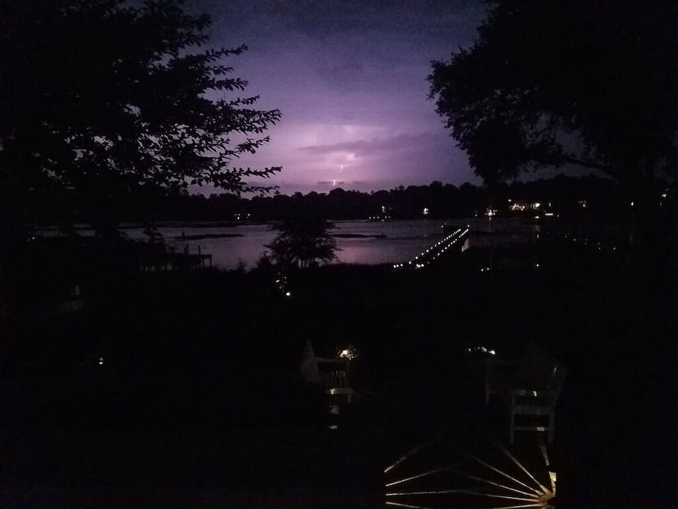 Pier always lite by solar lights but sometimes lite by Mother Nature