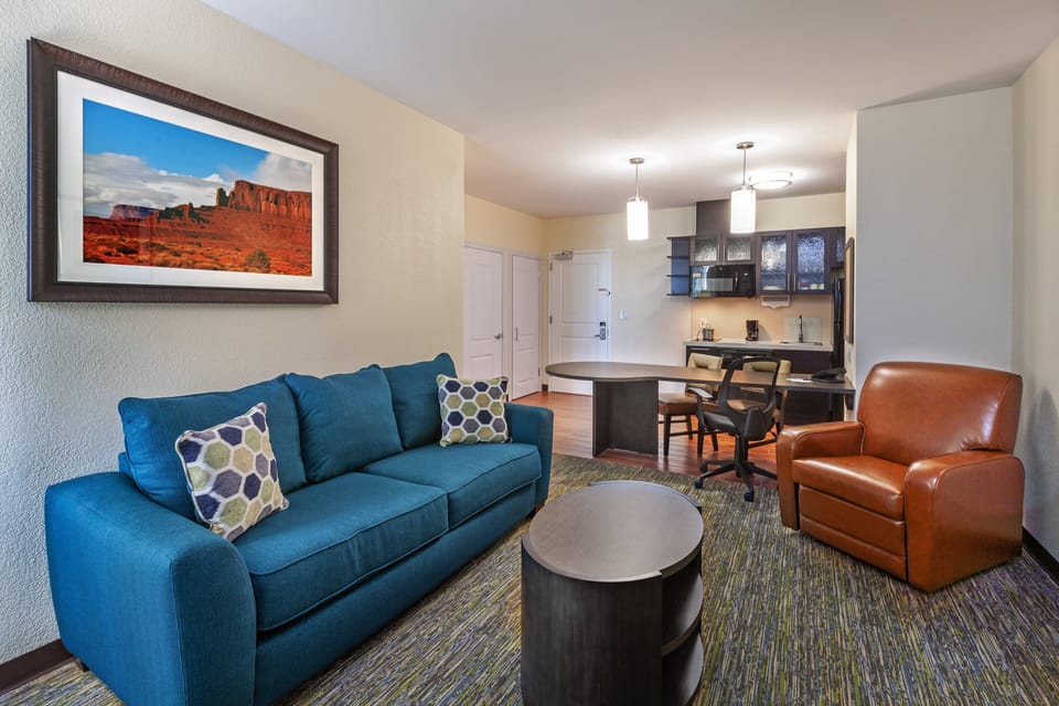 Premium bedding, Select Comfort beds, desk, laptop workspace