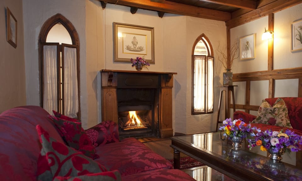 Plasma TV, fireplace