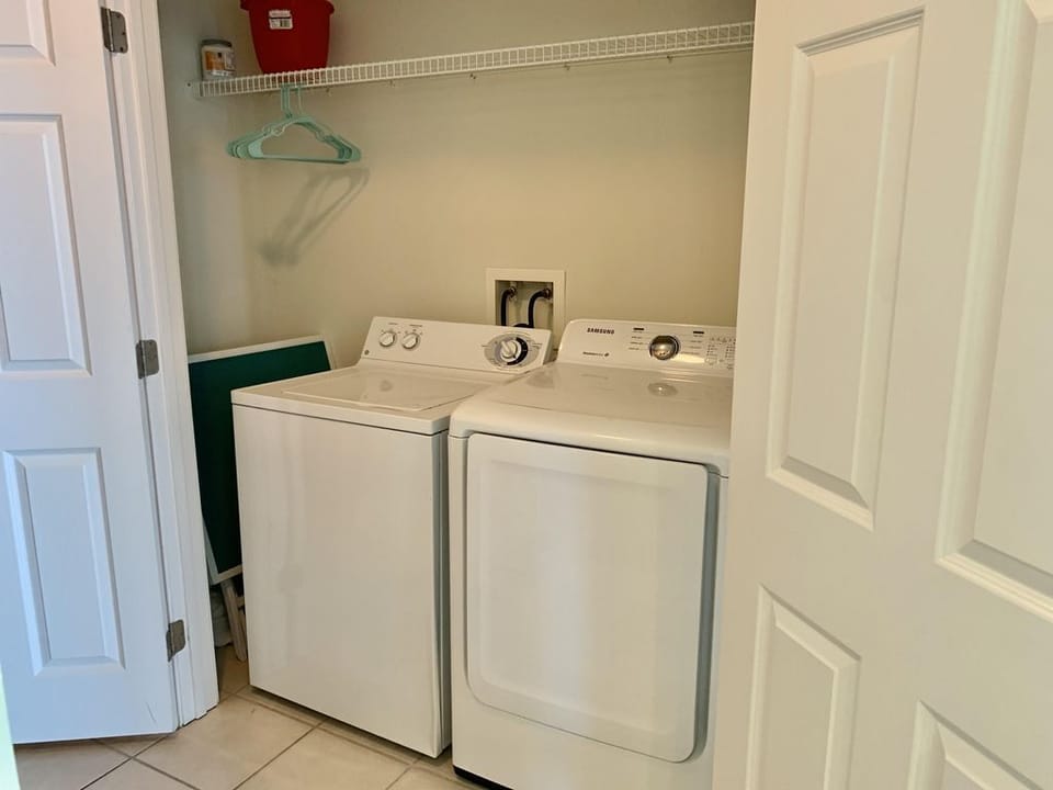 There's a full sized washer and dryer just for you! With the kids along, you know you'll need it!!