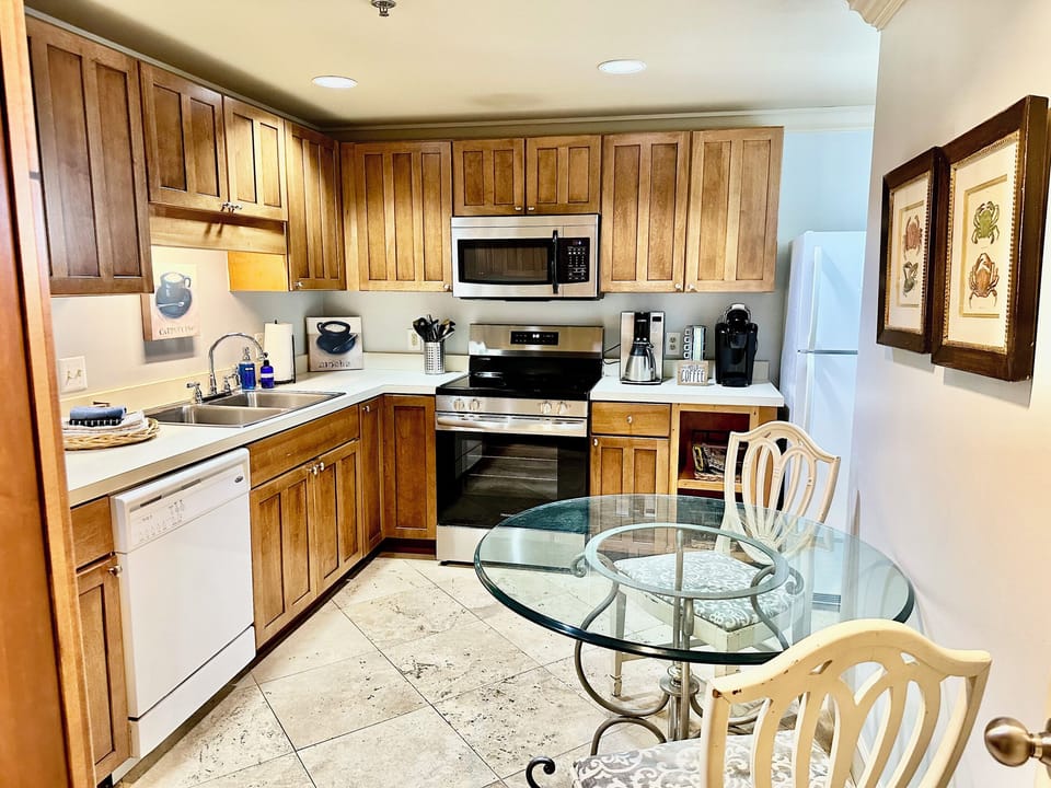 There is an eat-in kitchen with seating for two! And a new stove/oven!