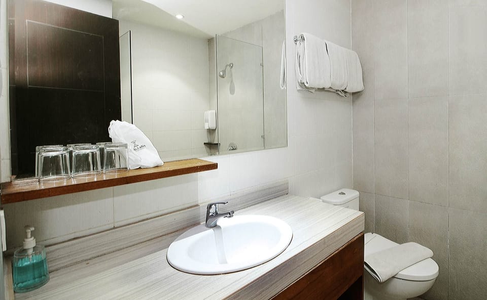 Moonlite Nite Room | Bathroom | Shower, free toiletries, slippers, towels