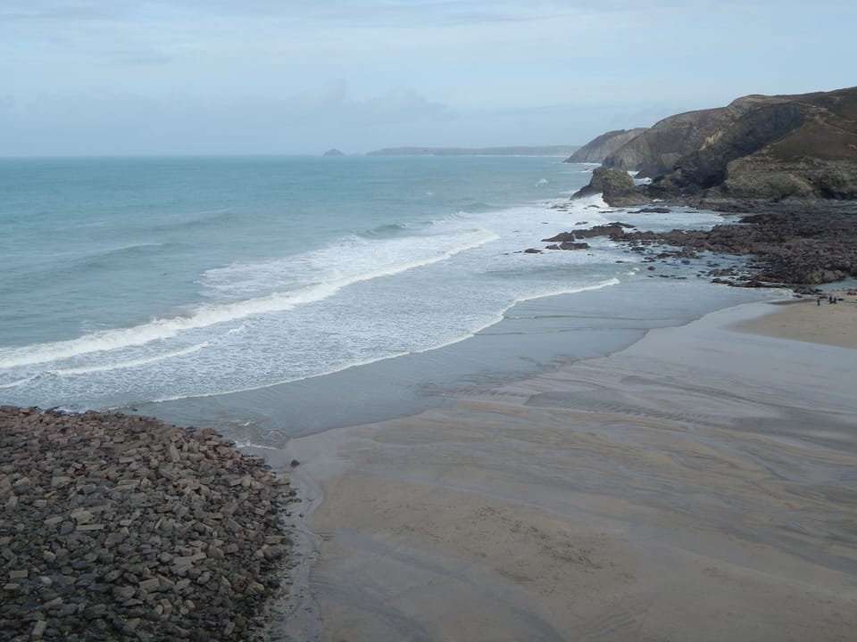 Beach view on calm spring day