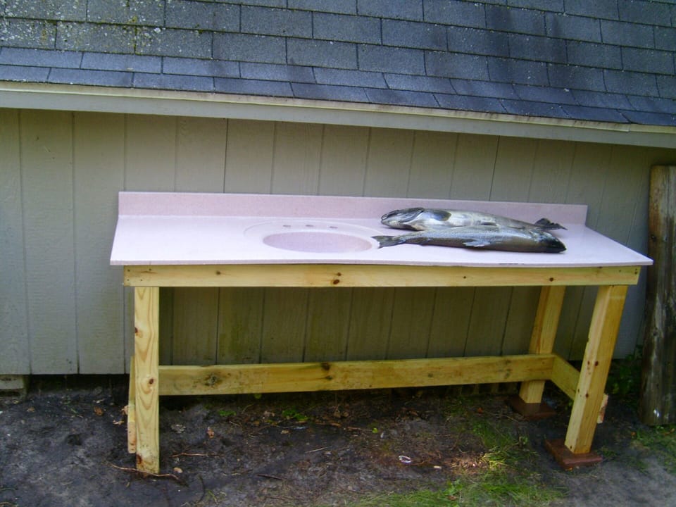 Convenient fish cleaning station is provided for your use