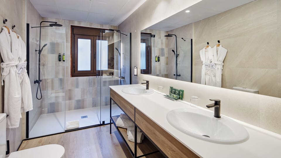 Shower, free toiletries, hair dryer, slippers