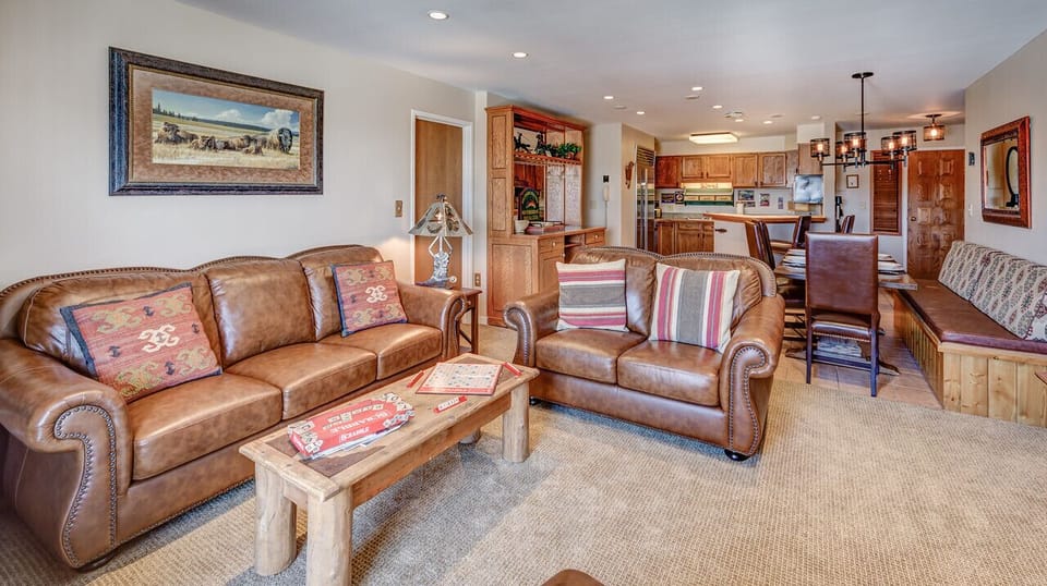 Living Room with couches in our vacation condo in Steamboat Springs