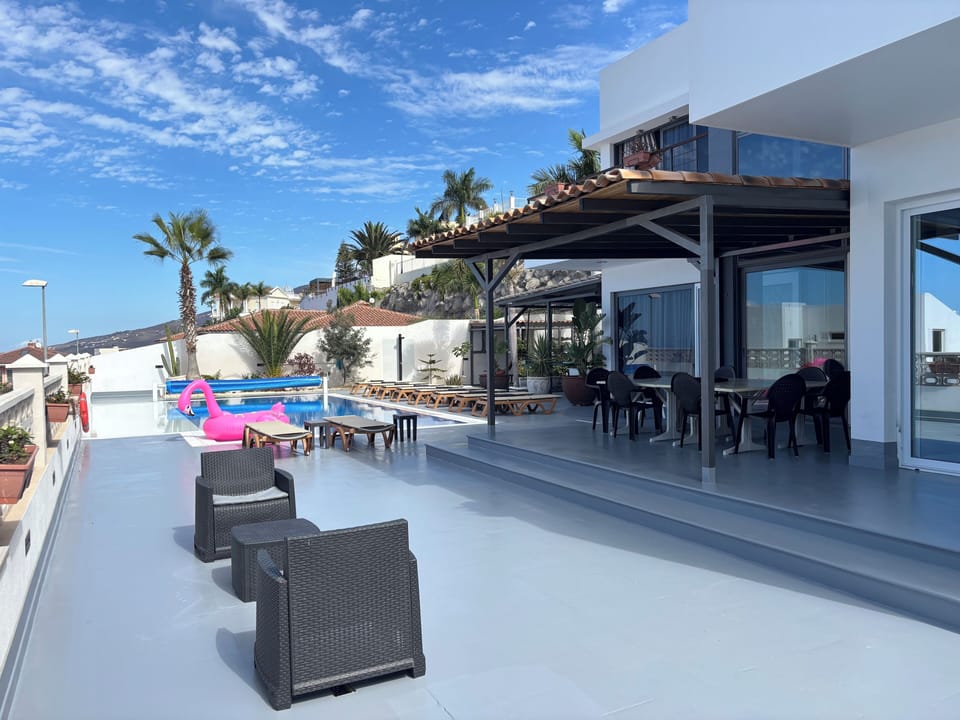 Terrace with pergola and pool